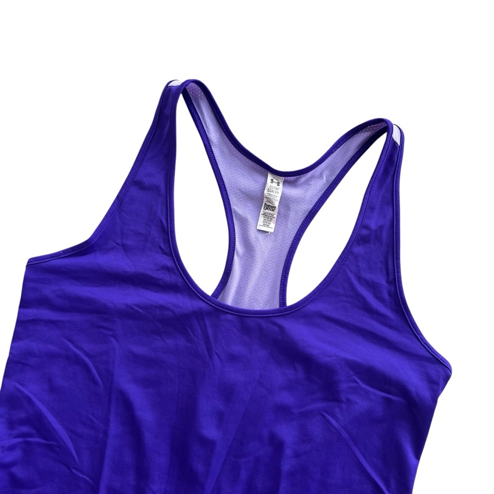 Under Armour HeatGear Women XS Purple Mesh Insert Fitted Athletic Racerback Tank